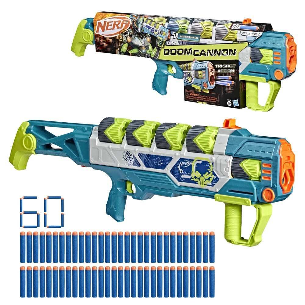 Nerf Rebel Ops Doom Cannon Dart-Blaster mit 60 Nerf Elite Darts aus Schaumstoff & 5 Superhülsen für 12 Darts, Spielzeug und Geschenk für Kinder, ab 8 Jahren