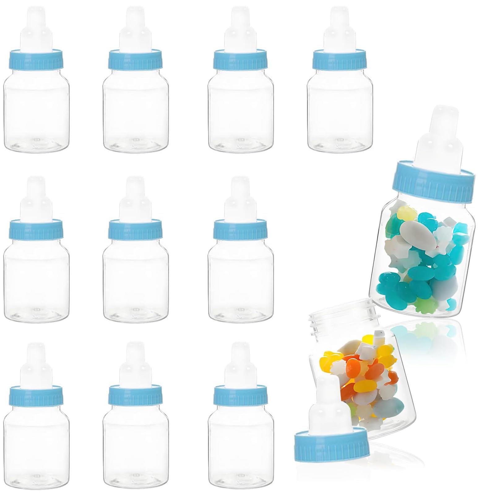 xoqoiuo 12 Pcs Mini Baby Bottles For Baby Shower Gifts For Guests Box Set, Cute and Creative Blue for Babys Shower Bottles As Babys Showers Favours For Guests