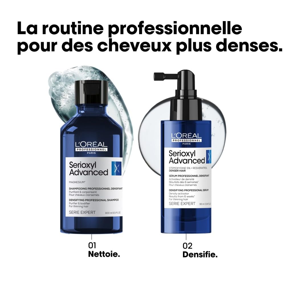 L'OREAL PROFESSIONNEL - Densifiant - Multiplie & Régénère la Masse de Cheveux dès 6 semaines - Soin Densificateur et Volumateur pour Cheveux Clairsemés - Serioxyl Advanced