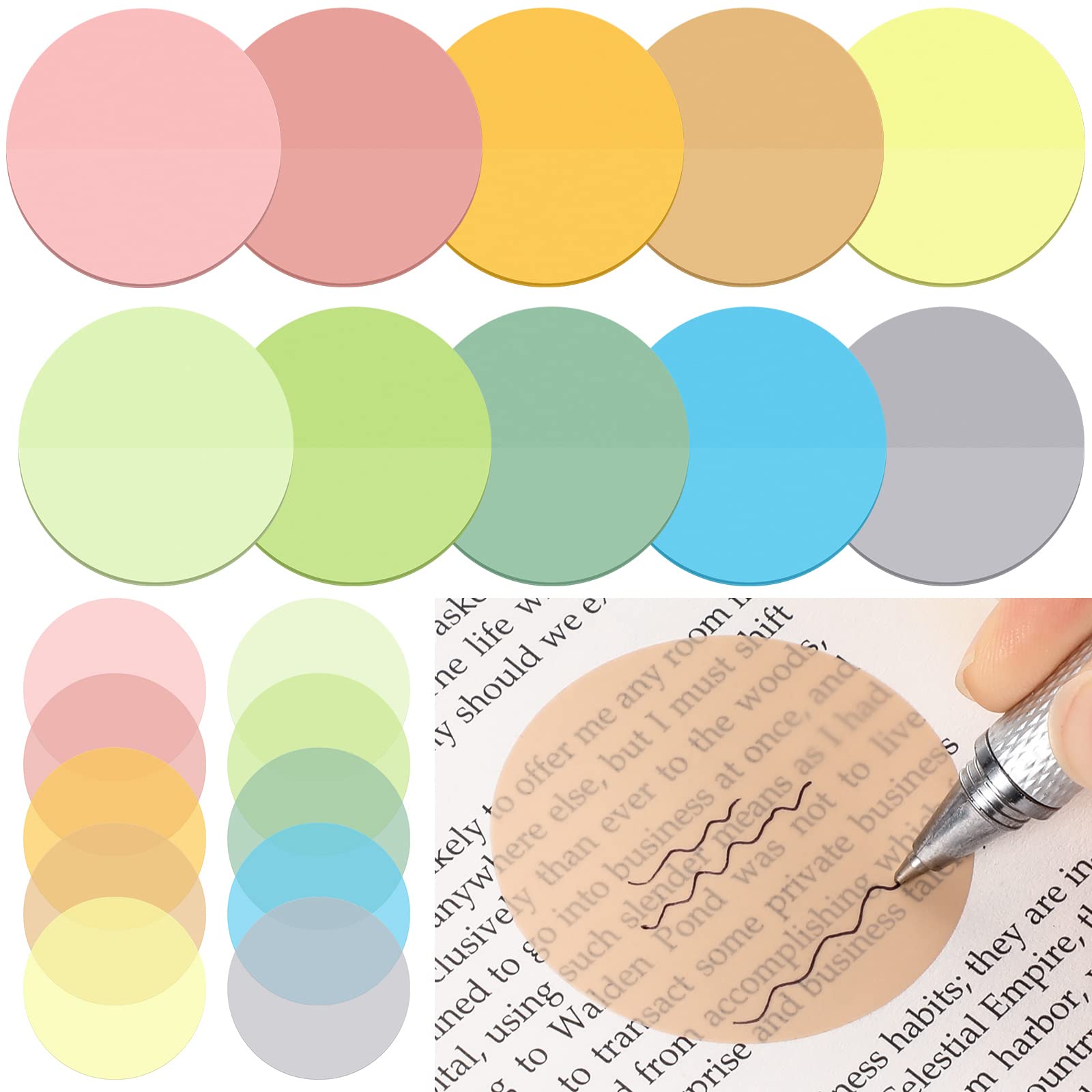 Snapklik.com : Sabary 500 Sheets Transparent Sticky Notes Round ...
