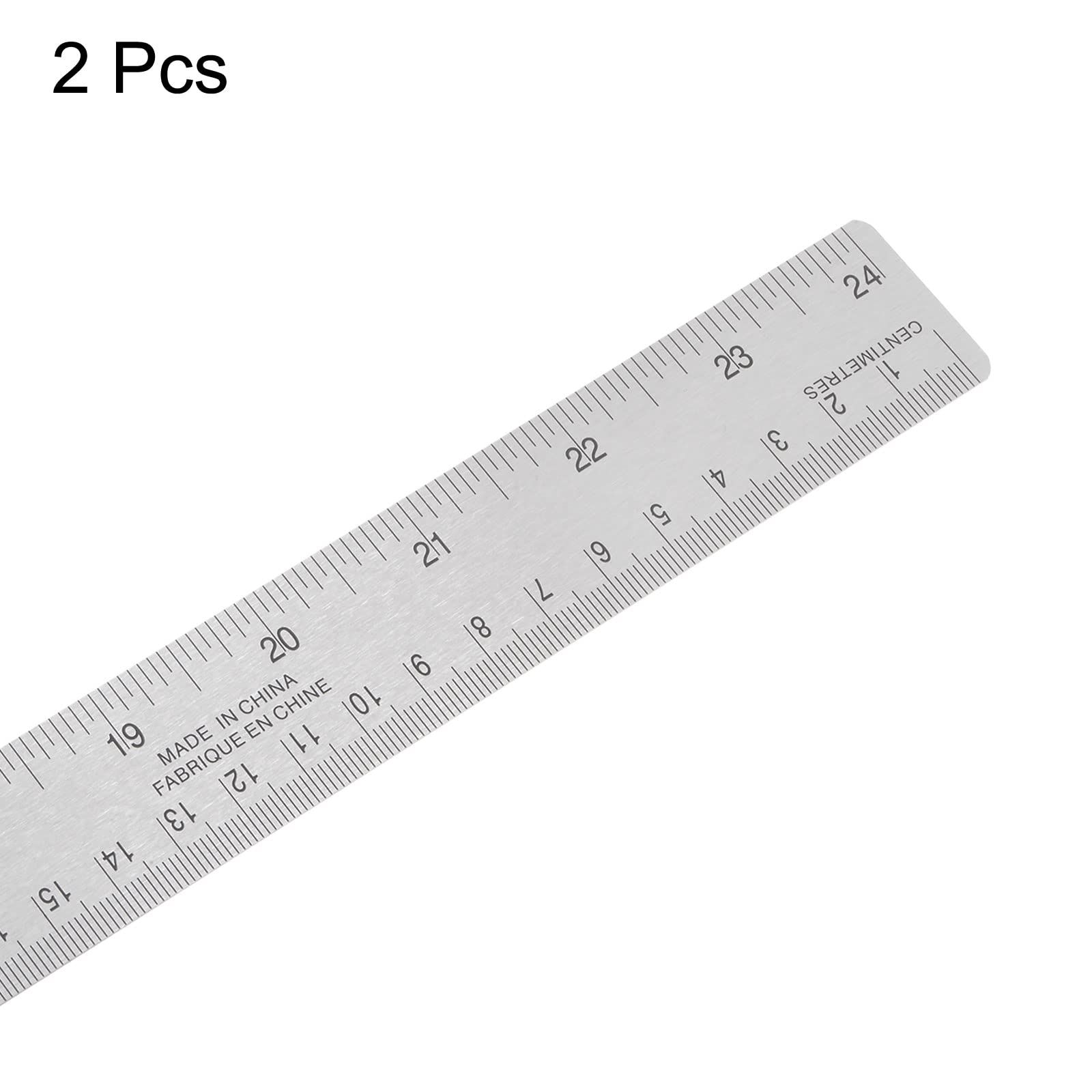HARFINGTON 2 reglas de acero inoxidable con respaldo antideslizante de 61 cm y regla de metal métrica, herramienta de medición de borde recto