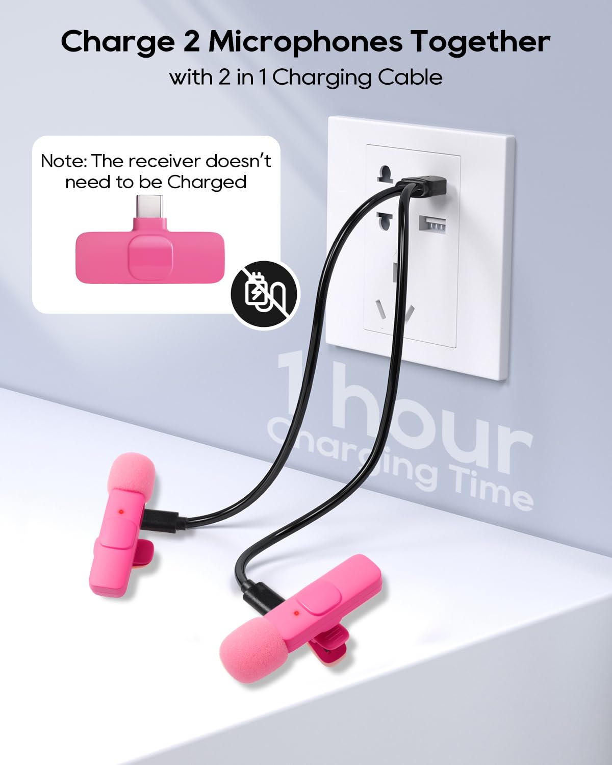 Micro Cravate sans Fil pour iPhone Android Téléphone Tablette iPad PC, Mini Mic USB C pour Podcast Enregistrement Vidéo Vlogging Youtube TikTok Entretien Créateurs de Contenu, Microphone Rose Vif