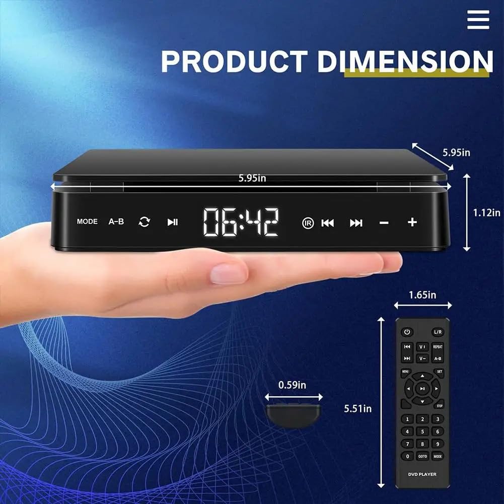 Lecteur DVD Lecteur DVD KC-708 HD 1080P Portable CD VCD HiFi Lecteur vidéo stéréo Fonctionne for projecteur TV