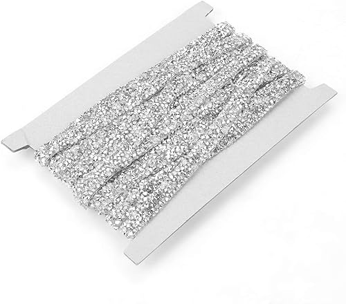 Miniatura 5 de Akozon Rollo de cinta de diamantes de imitación de plata de 10 yardas, suministros de joyería para decoraciones, pasteles de boda, novia