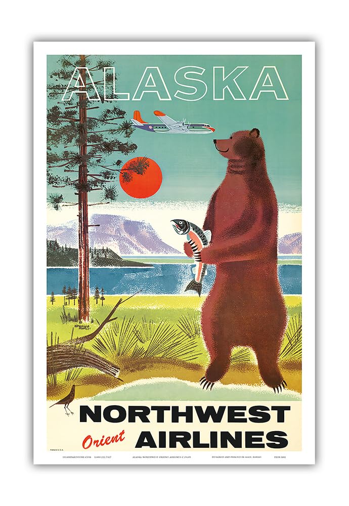 50年代ノースウエストオリエント航空ビンテージ ハワイアンポスター 70