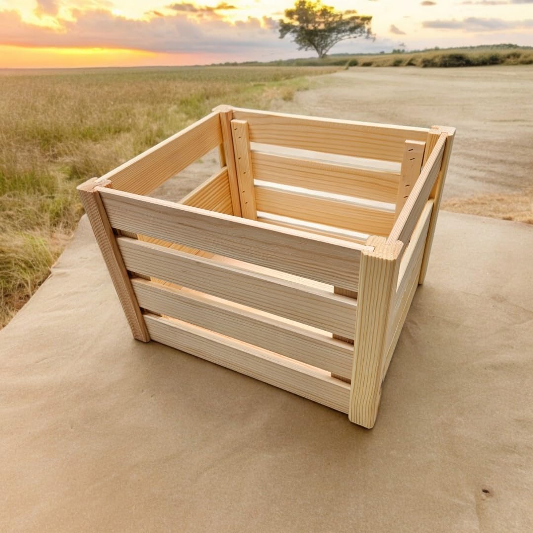 Teramico Scatole in legno vintage 40 x 30 x 25 cm fiammate set