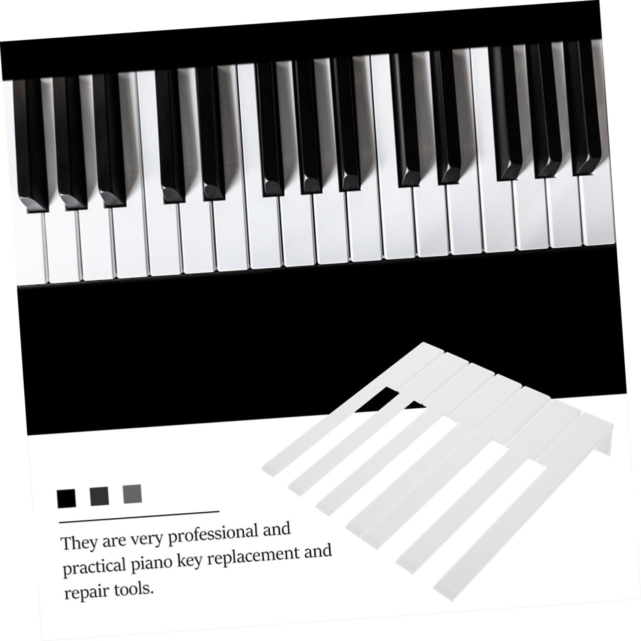 52 Piezas Kit Teclas Repuesto Piano Duraderas Accesorio Reparación Instrumento Musical Práctico Compacto Portátil