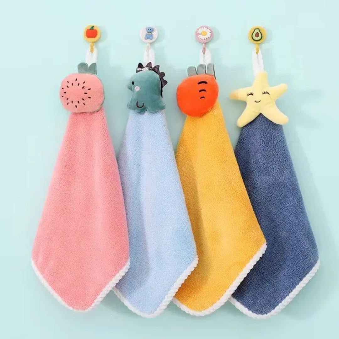 Ally Vinny Cute Aesthetic Hanging Hand Towels for Wash Basin and Kitchen |Ultra Absorbent Thick Coral Velvet Hand Towels with Hanging Loop Fast Drying Microfiber (Pack of 3)