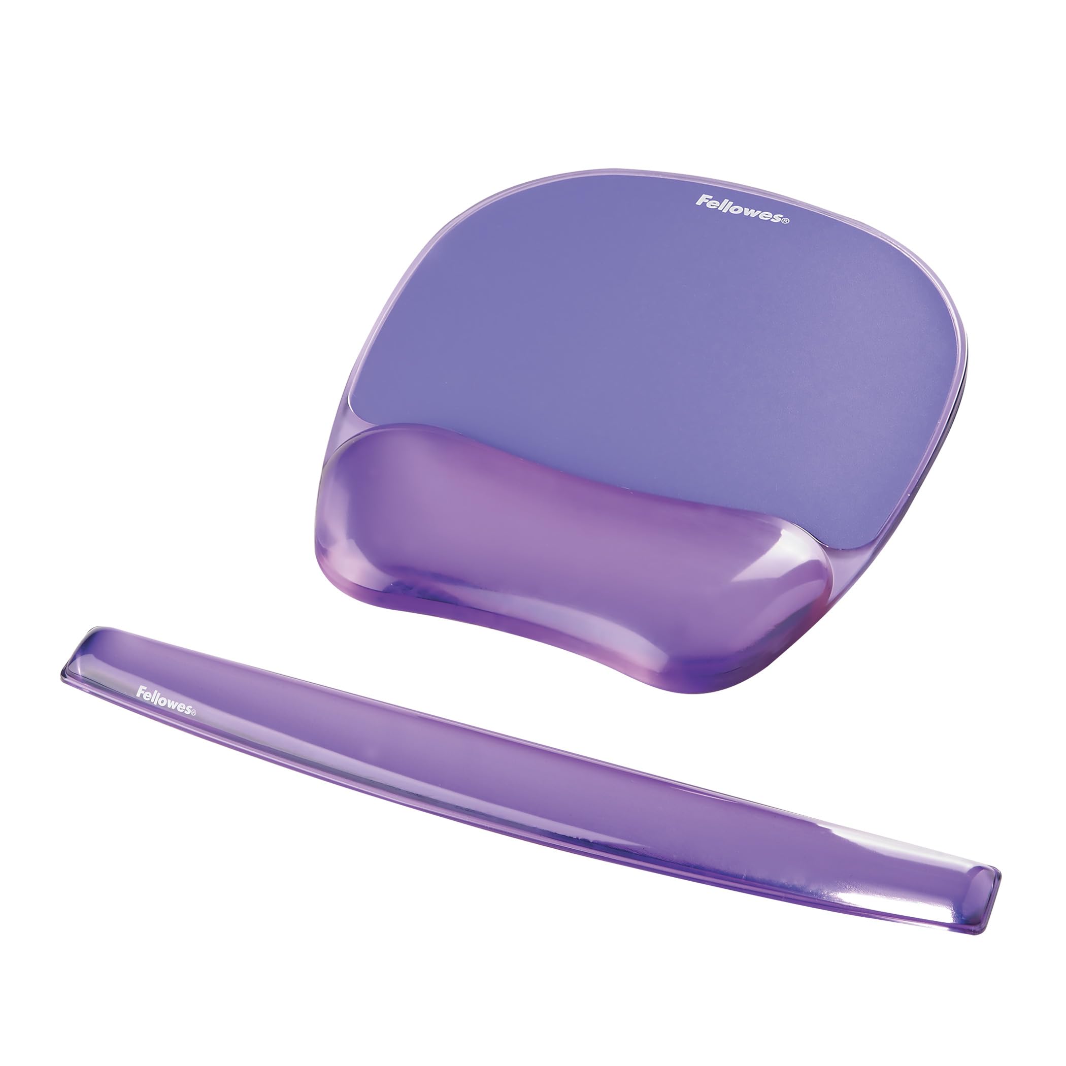 Fellowes 91441 Tapis de Souris Repose-Poignet Ergonomique Crystal Gel Violet & 91437 Repose-Poignets Ergonomique pour Clavier Crystal Gel Violet
