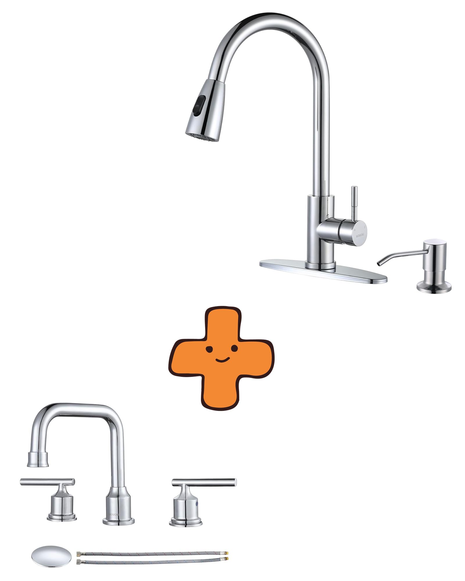 Jnfidosr 4 Hole Kitchen Faucet With Sprayer And Bathroom Faucet