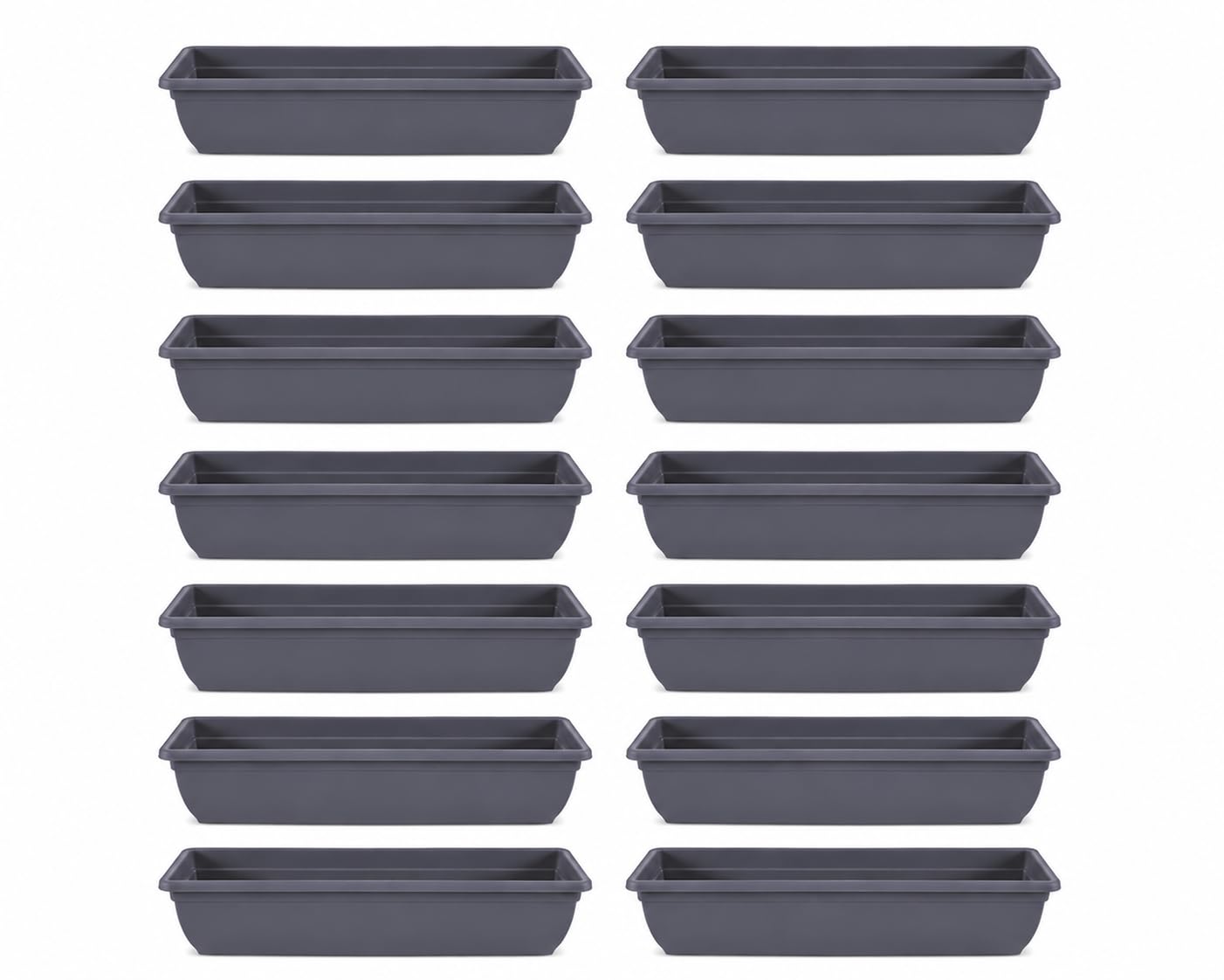Muddy Hands Large 60cm Grey Trough Planters – Plastic Window Box Plant Pots for Outdoor Garden, Balcony, Patio & Herb Flower Growing Containers – Strong Weather Resistant Rectangular Planters (14)