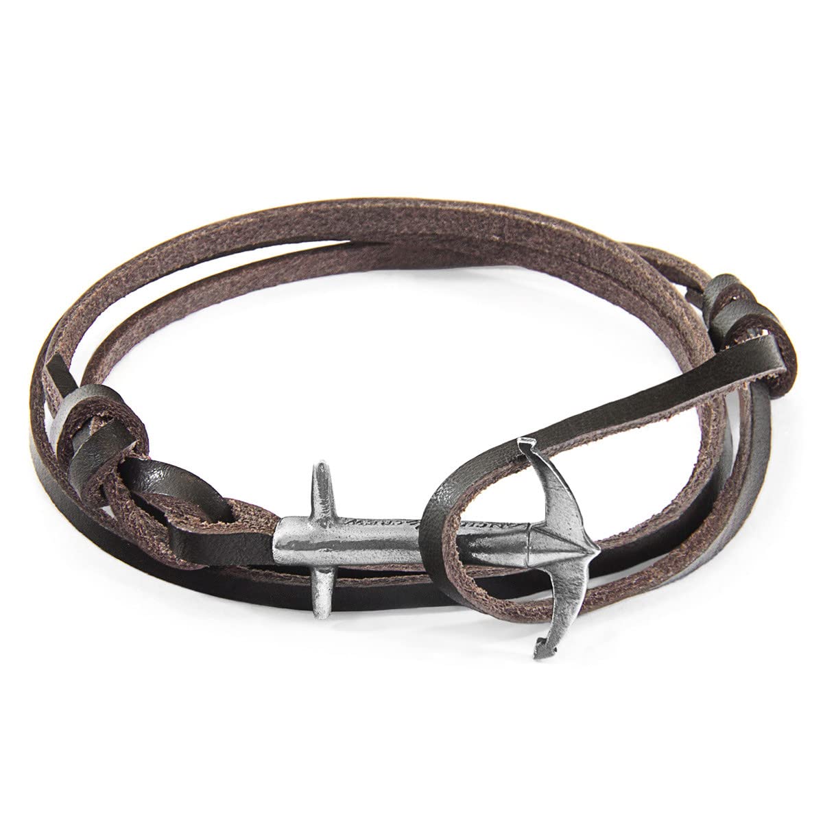 ANCHOR & CREW Pulsera Ancla Admiral De Plata Y Cuero Plano - Hombre - Talla Única