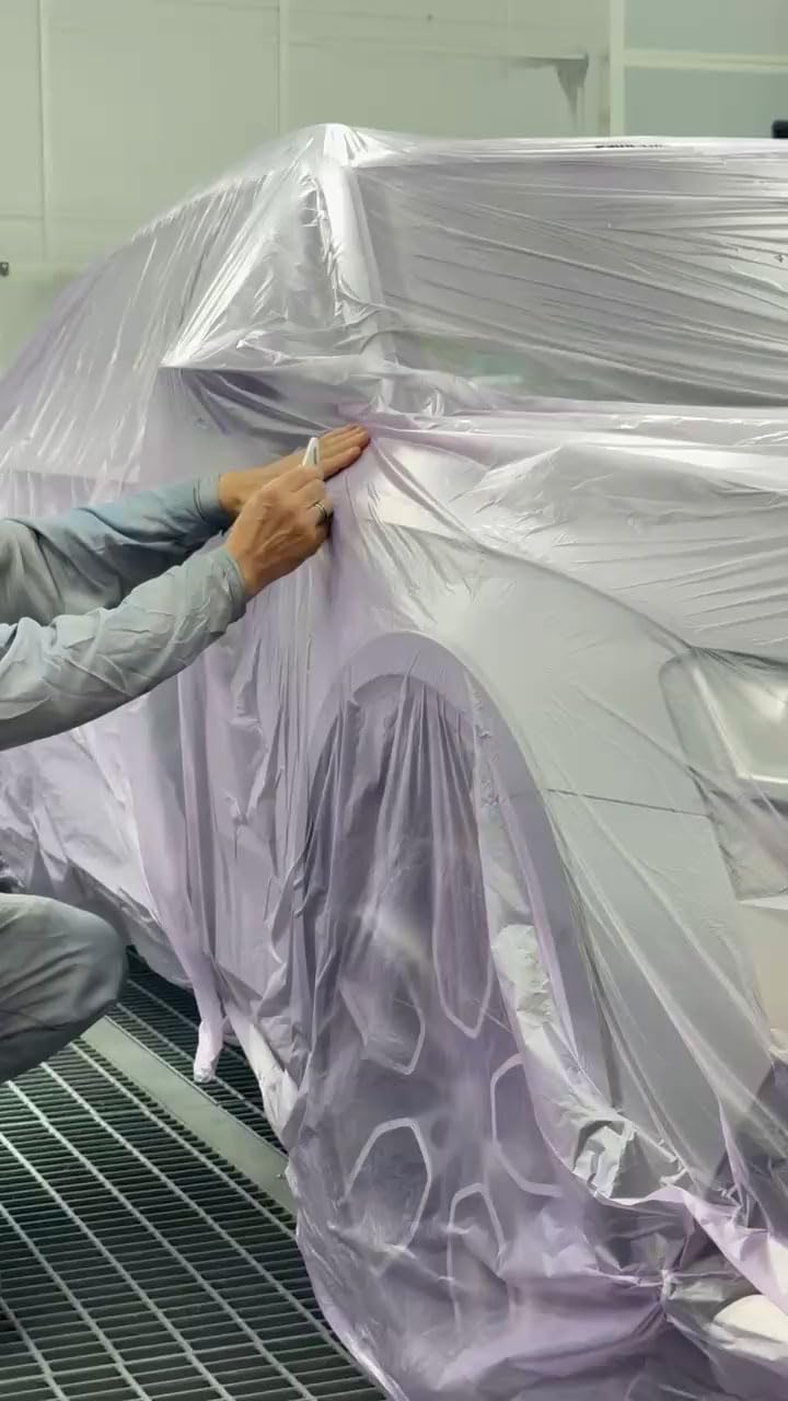 AllorA Profi Abdeckfolie | farbhaftende Lackierfolie | Abdeckmaterial für Lackierarbeiten | Lackierschutzfolie (5m x 120m (10 mμ) lila)