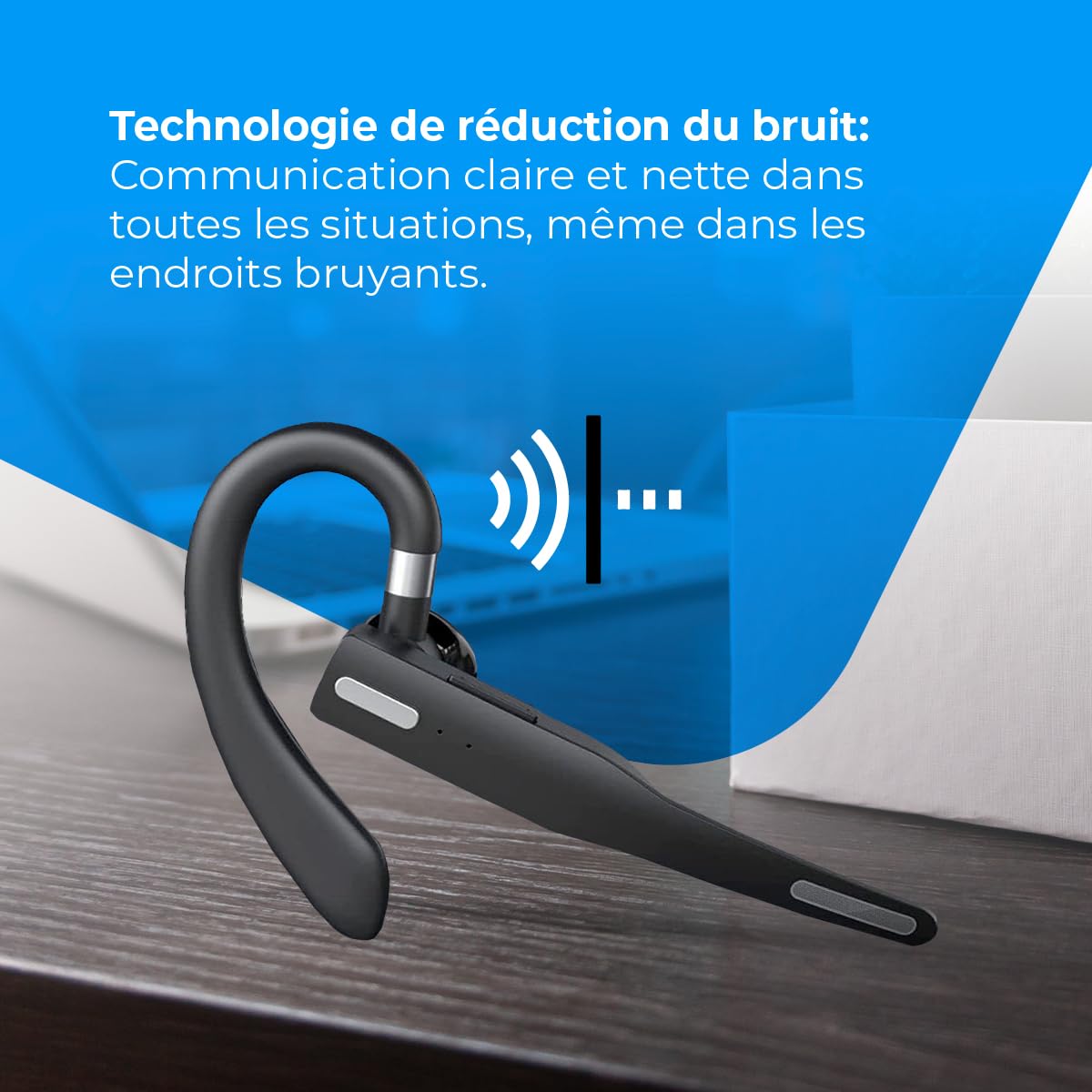 NK Casque d'écoute sans Fil avec Bluetooth 5.0 - Casque d'écoute avec kit Mains Libres, Microphone, Capture de la Voix Claire, Batterie de 100 mAh, étui de Transport Inclus - Iphone & Android