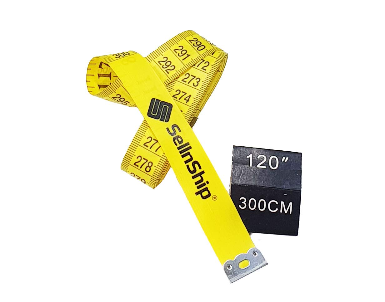 HASTHIP® Fiberglass Tailor's Soft Flexible Tape for Measurements, 120 inch Ruler Scale (Yellow)