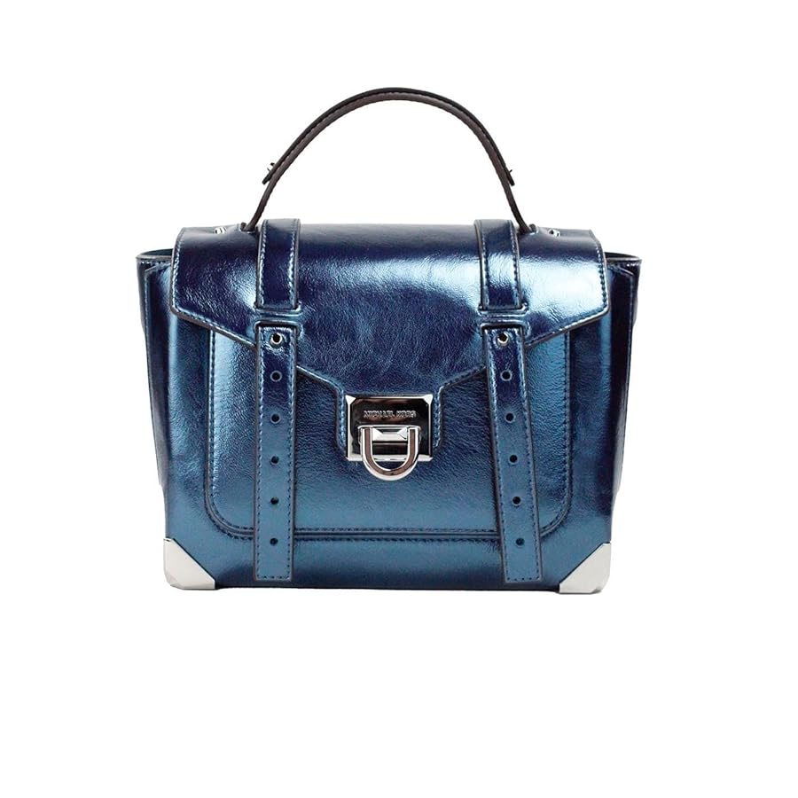 Michael Kors Manhattan Medium Leather Satchel, Metallic Teal