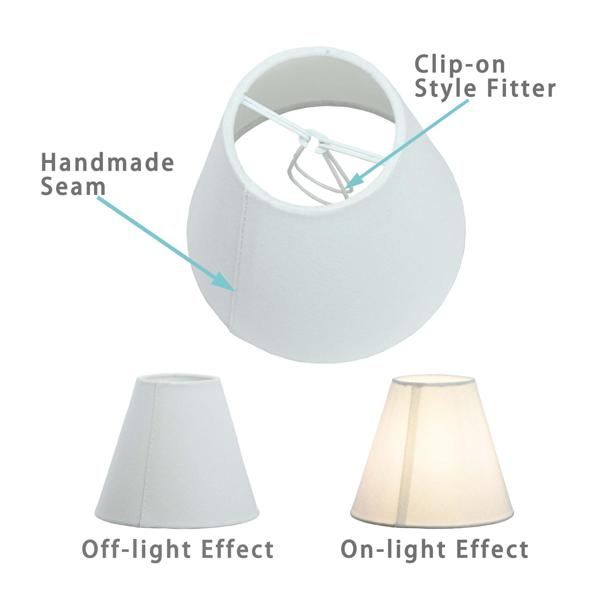 NICO Lot de 2 petits abat-jours cylindriques modernes à clipser en lin Blanc cassé 15,2 x 7,6 x 12,7 cm
