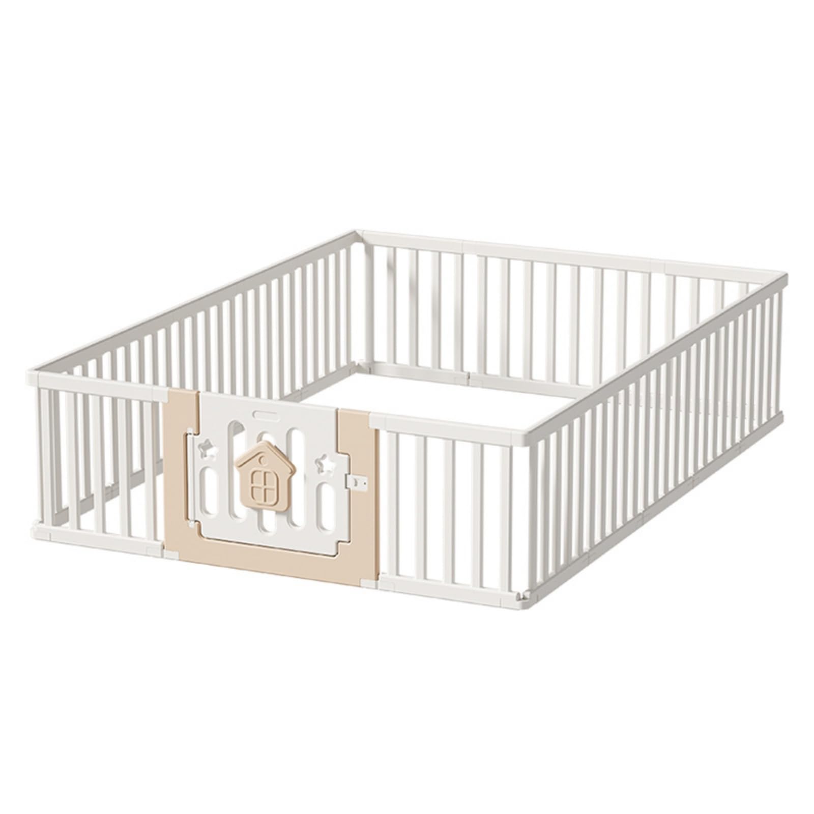 per Enclosure Pannello con Cancello in HDPE con Struttura Bianca a Doghe Verticali E Dettaglio a Casetta Facile Accesso per Genitori Adatto a