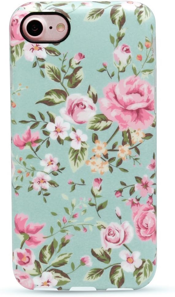 GOLINK iPhone 7 Case for Girls/iPhone 8 Floral Case, Floral IMD Printing Slim-Fit Anti-Scratch Shock Proof Anti-Finger Print Flexible TPU Gel Case for iPhone 7/iPhone 8 - Elegant Green