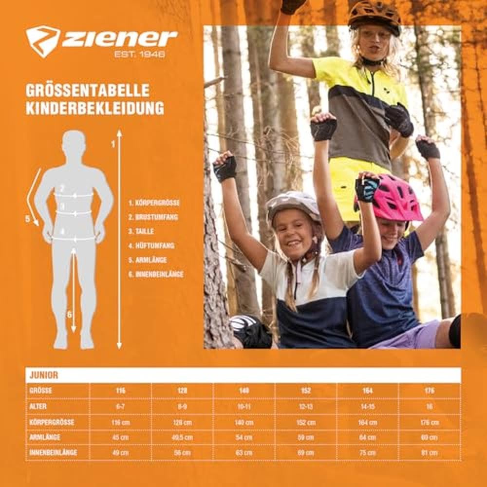 Ziener Fonction Nimo X - Collant de Cyclisme/VTT - Respirant - Séchage Rapide - Rembourré - Collant de Cyclisme/VTT - Respirant - Séchage Rapide - Rembourré - Mixte Enfant