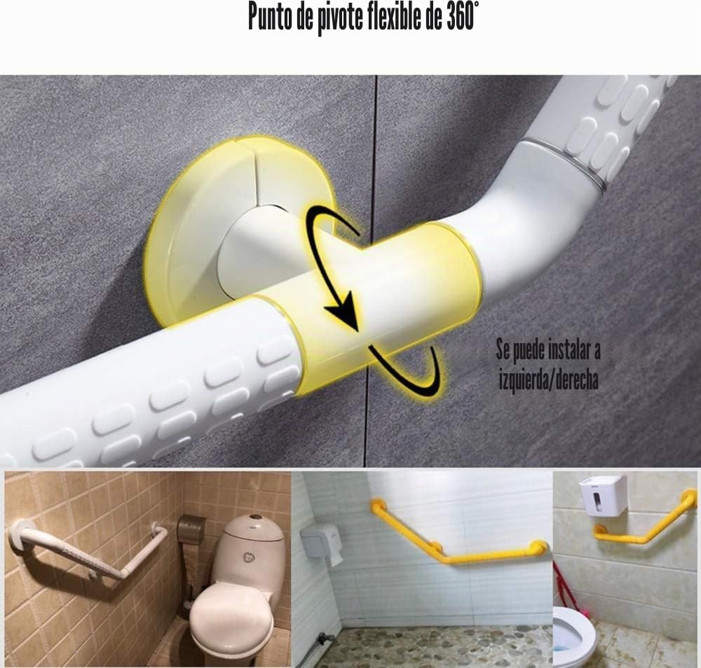 135° Asidero asa de Seguridad para Baño Acero Inoxidable Agarraderas Ducha para Personas Mayores y Discapacitadas Antideslizante Asidero para Banera 40 * 60cm