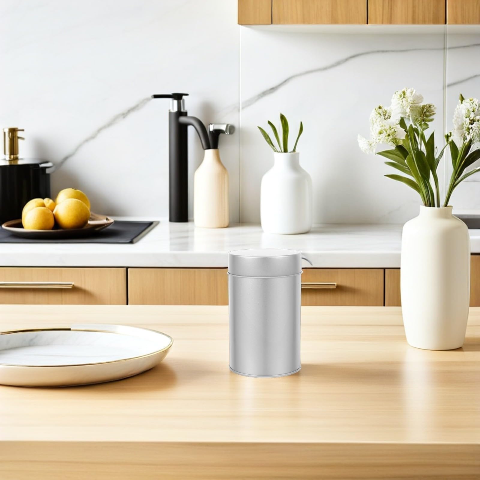 INOOMP 6 Latas de Té de Hojalata con Doble Tapa Hermética, Diseño Portátil y Redondo, Recipientes para Almacenar Alimentos Pequeños y Dulces en Cocina o Viajes
