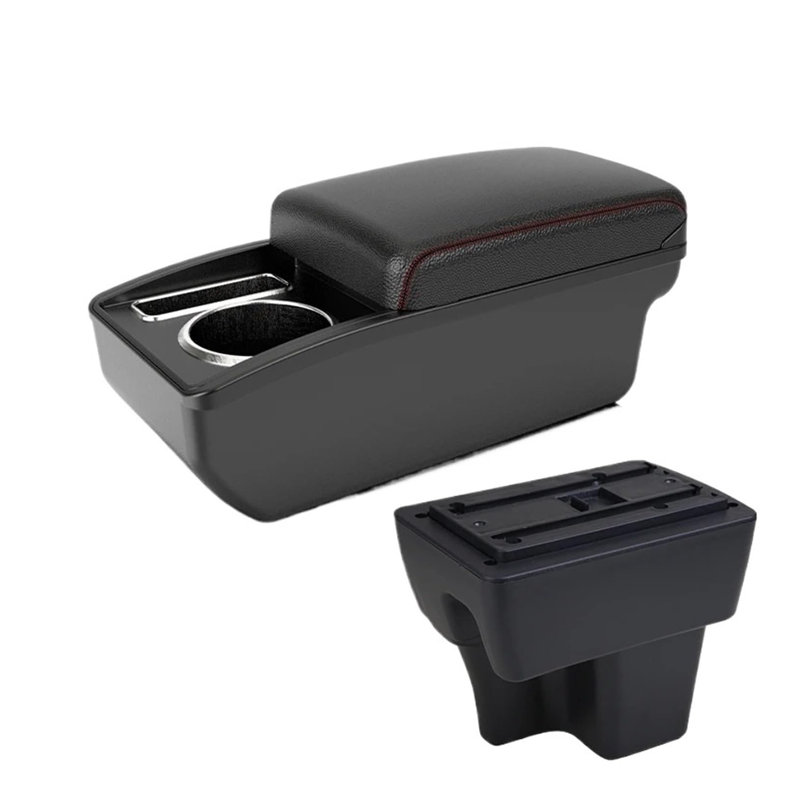 Ggwqoops Car Armrests For Proton For Wira Armrest Box Car Interior Modification Center Console Double-layer Storage Accessories Armrest Box(A1 Black red NO USB)