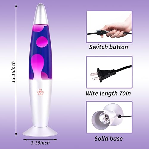 Miniatura 6 de Lámpara de magma morada con base de cera blanca de astilla hermosa lámpara de estado de ánimo de movimiento líquido, decoración relajante para el