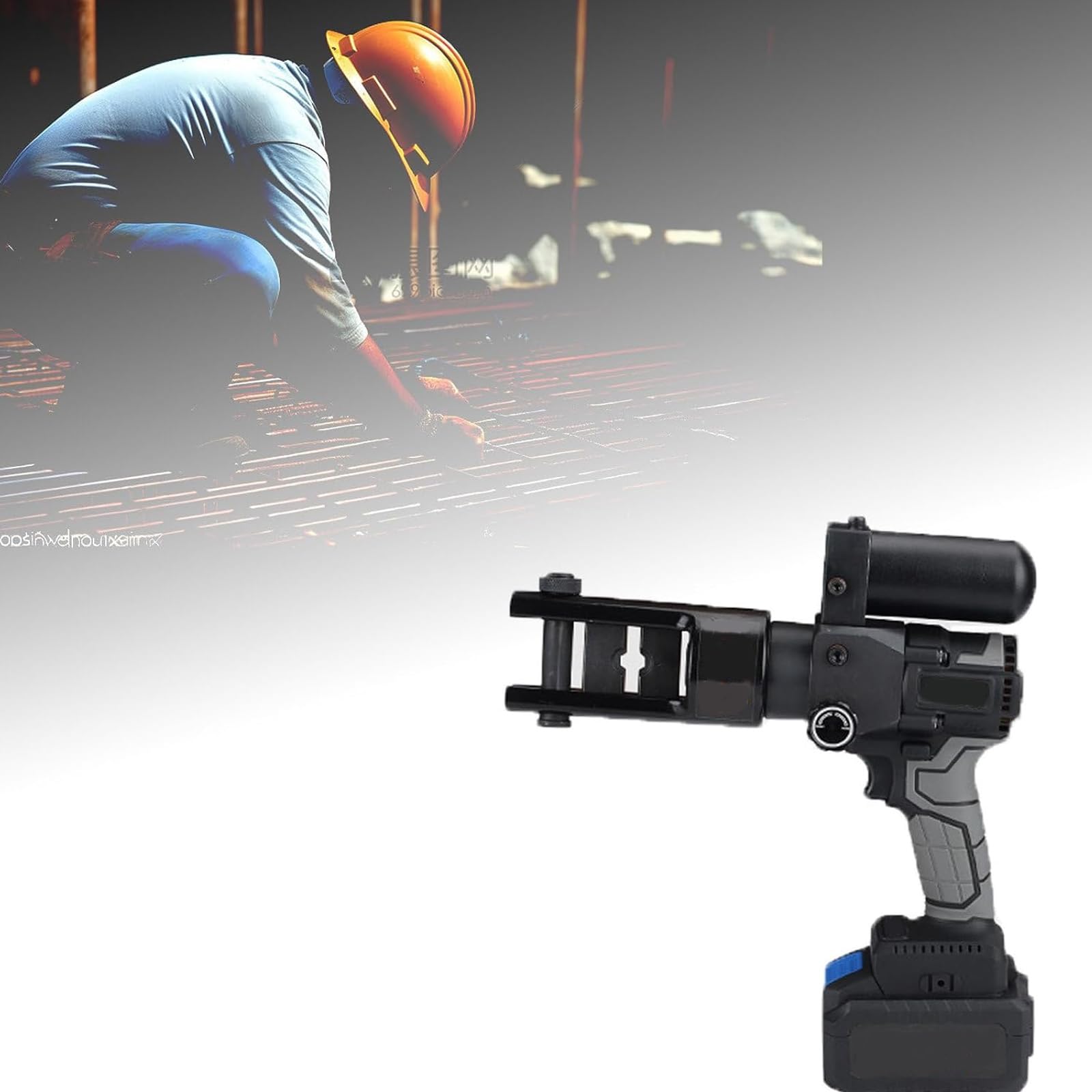 Bezprzewodowa zaciskarka hydrauliczna, zaciskarka litowo-jonowa 90 kN 21 V z matrycami zaciskowymi, 2 akumulatory, ładowarka i skrzynka narzędziowa, do zaciskania końcówek