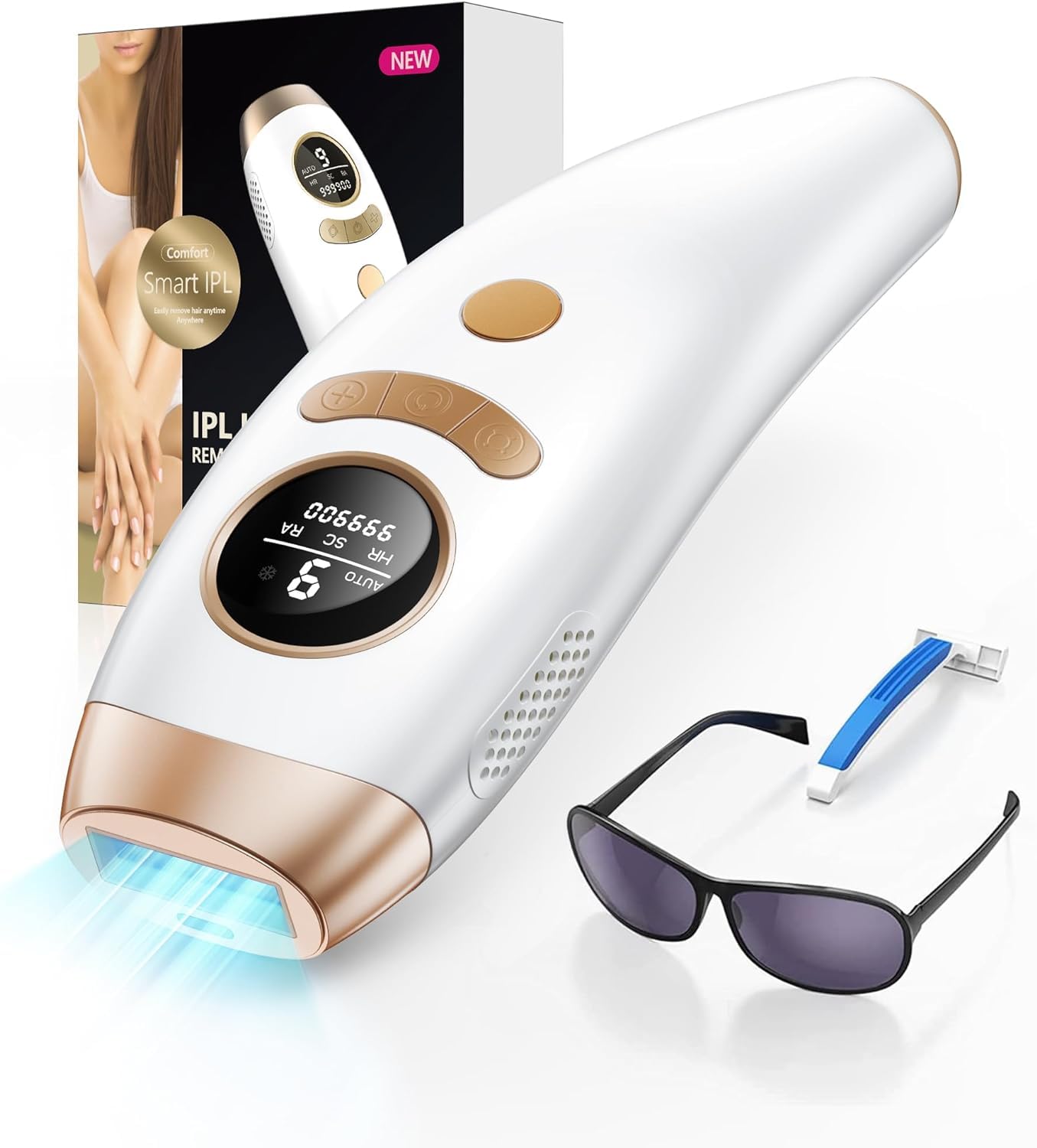 3 en 1 Depiladora de Luz Pulsada IPL, 9 Nivel de Energía, Dispositivo Indoloro, Depilación Láser Profesional Para Mujeres y Hombres,Cuerpo y Cara Bikini Piernas Axilas - 999.990 Flashes