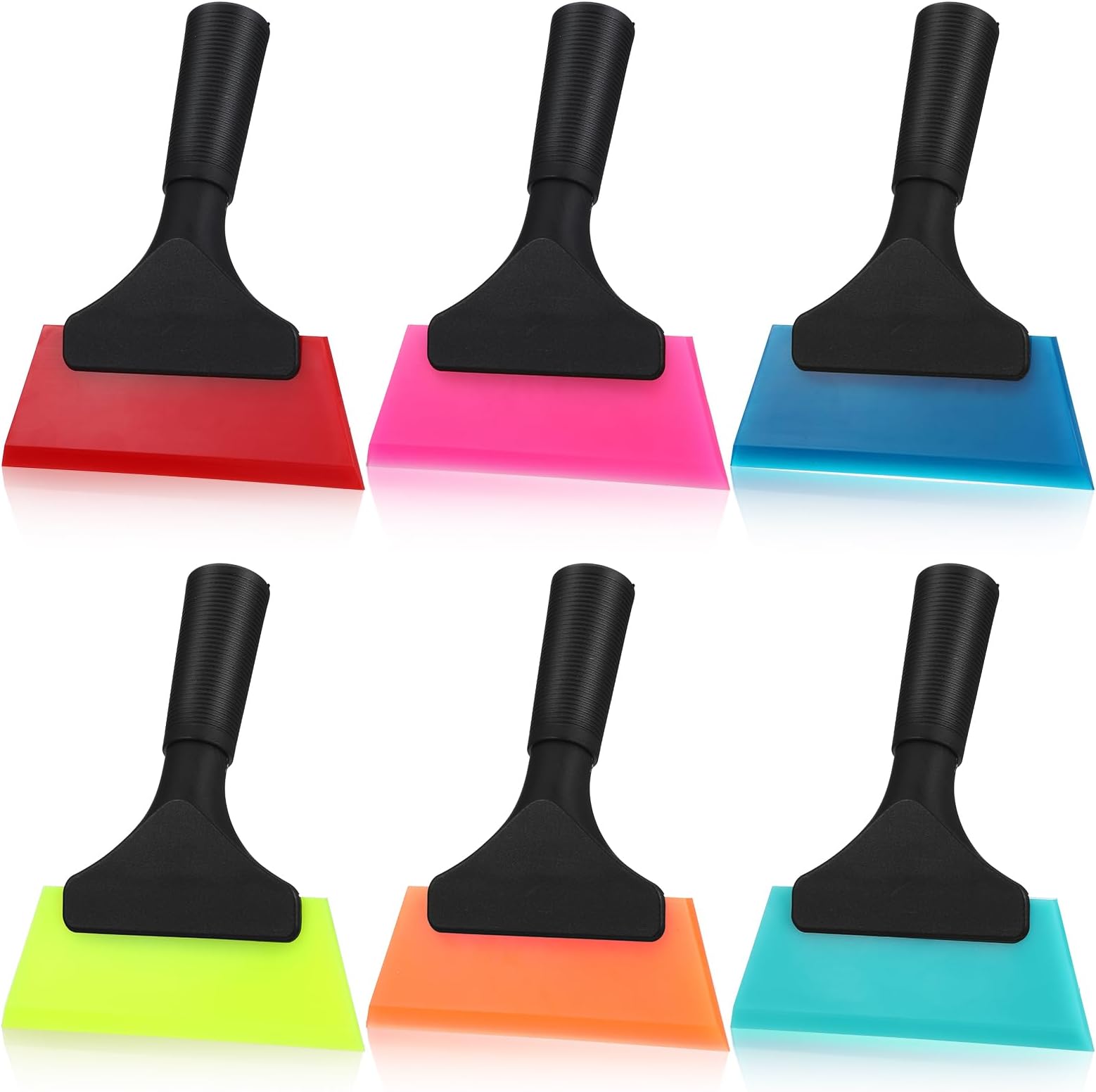 6 Pcs Small Squeegee Window Tint Squeegee Silicone Window Cleaning with Non Slip Handle Wiper Window Tinting Tools for Car Glass Mirror Shower Bathroom (5 Inch)