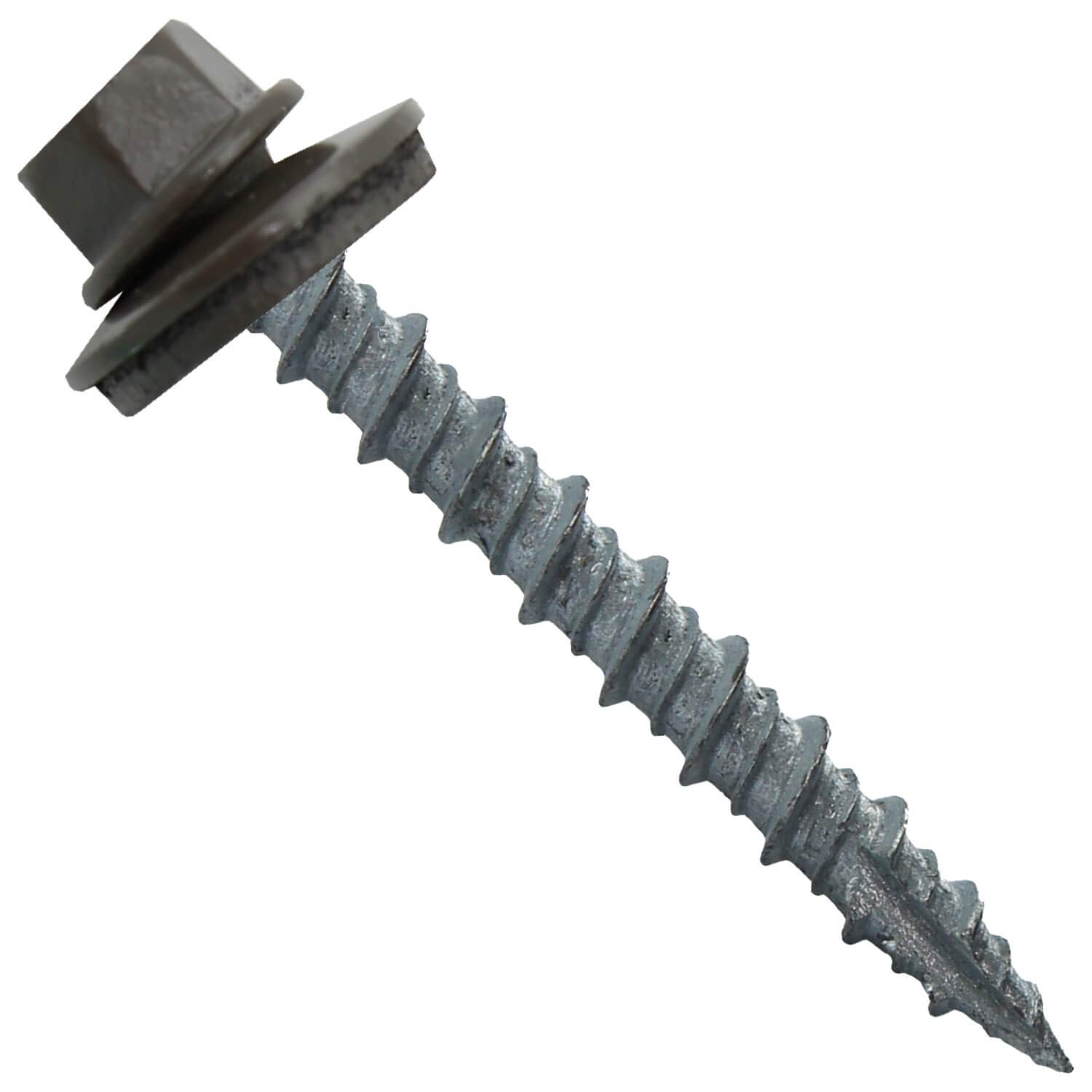 Metal Roofing Screws: (1000) 10 x 1-1/2 Antique Bronze Hex Head Sheet Metal Roof Screw. Self Starting Metal to Wood siding Screws. EPDM Washer. Colored Head