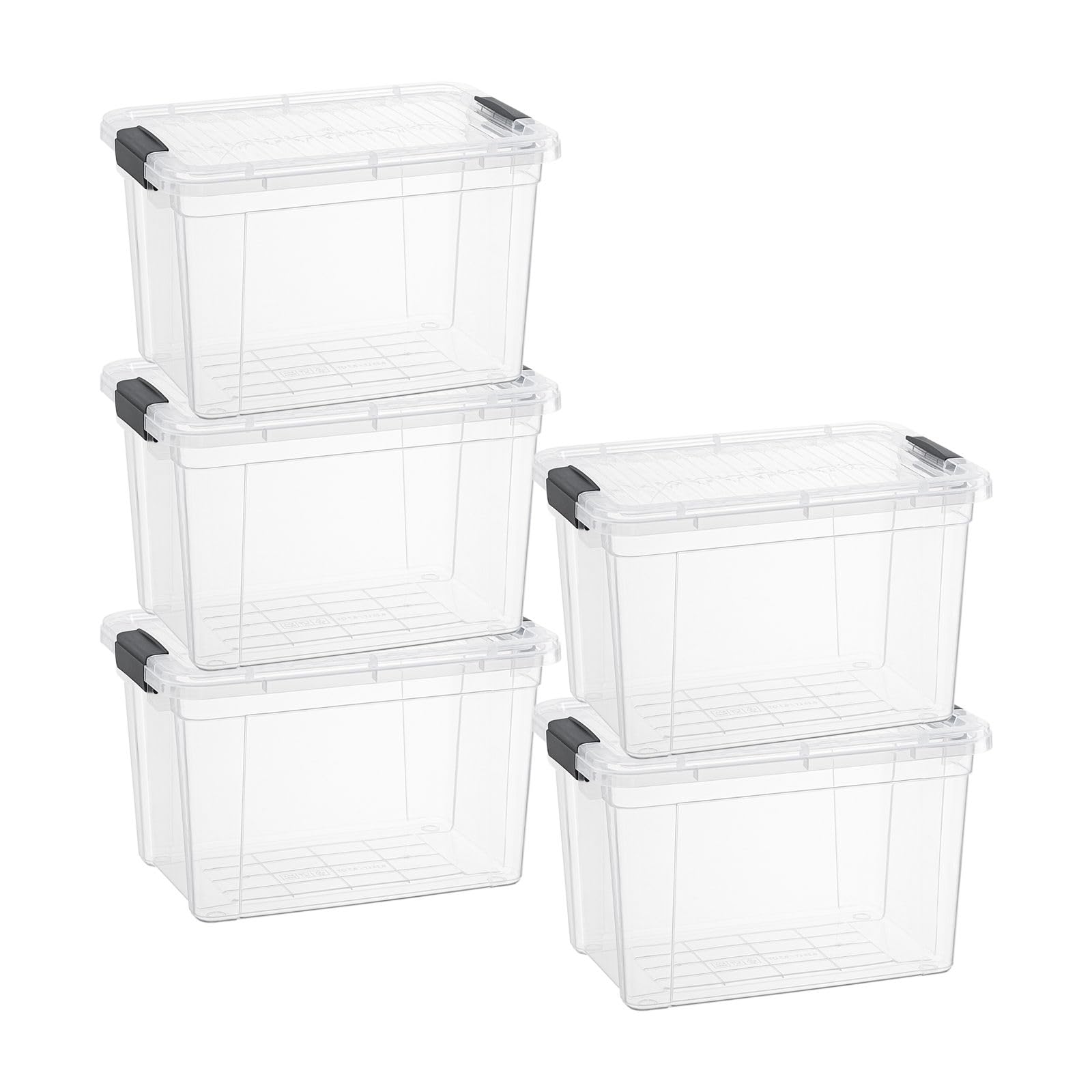 Superio Storage Bins with Lids- 5 Pack, 4.75 Qt Clear Boxes for Organizing, Stackable Plastic Containers- BPA Free, Non-Toxic, Odor Free, Organizer for Home, Office, Dorm