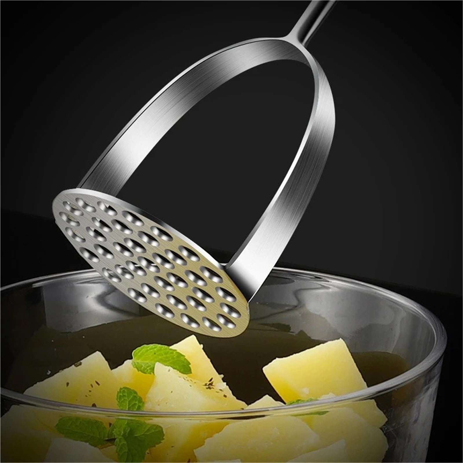 Kartoffelstampfer Edelstahl 1PC Edelstahl Kartoffelpüree Schlamm Presse Haushalt Kartoffelstampfer Küche Werkzeuge Haushalts Artikel(L)