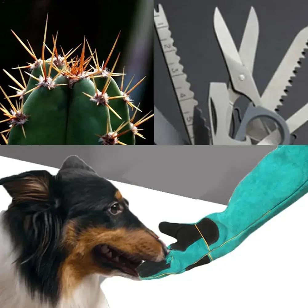 Tokaneit Guanti di Protezione da Lavoro Resistenti ai Morsi Animali Domestici Verde 45cm