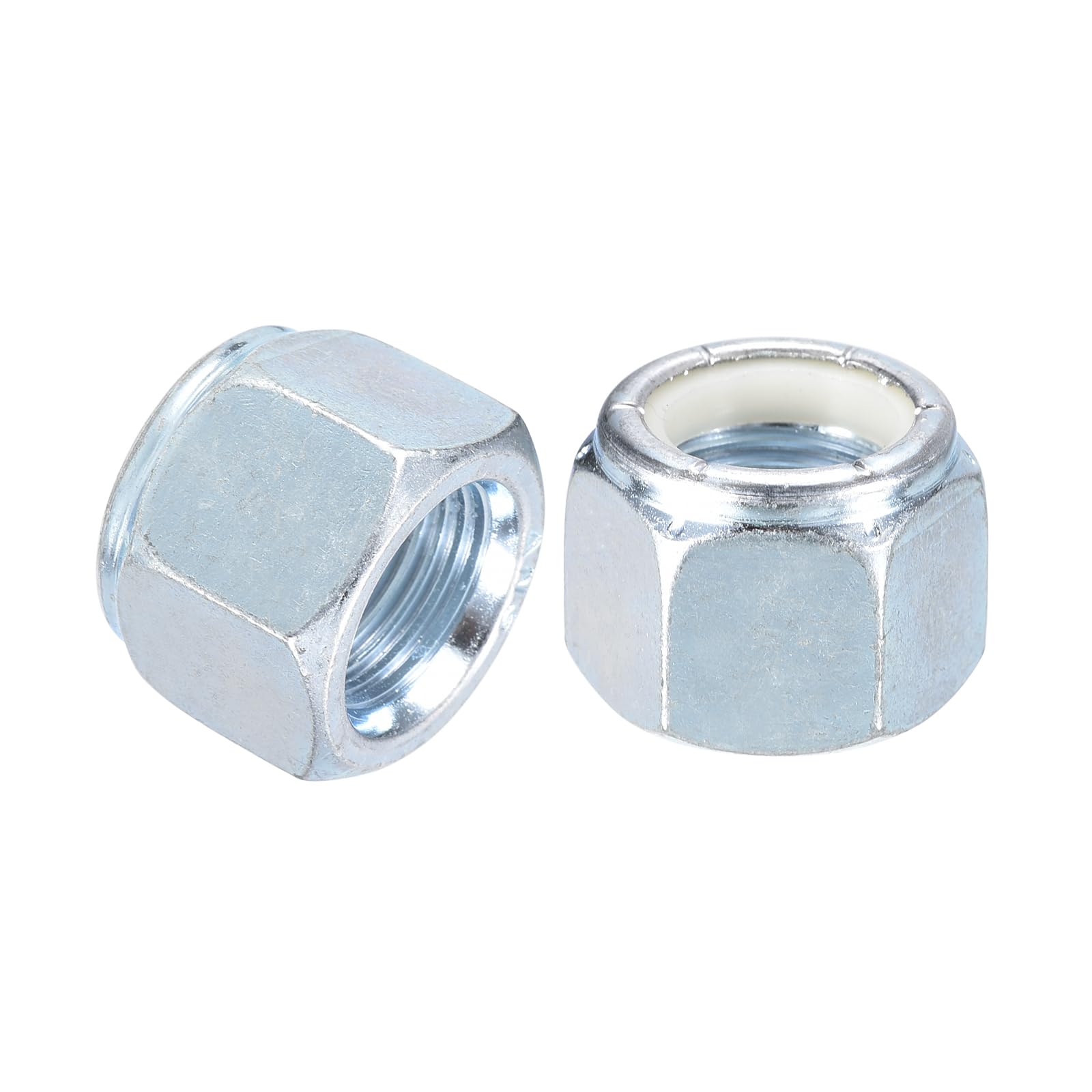 QUARKZMAN 15Pcs 3/4"-16 Écrous Hexagonaux Auto-Serrants À Insert Nylon, Écrous Arrêt Hexagonaux En Acier Carbone Avec Insert Nylon Pour Fixations Et De Construction, Couleur Zinc&Blanc