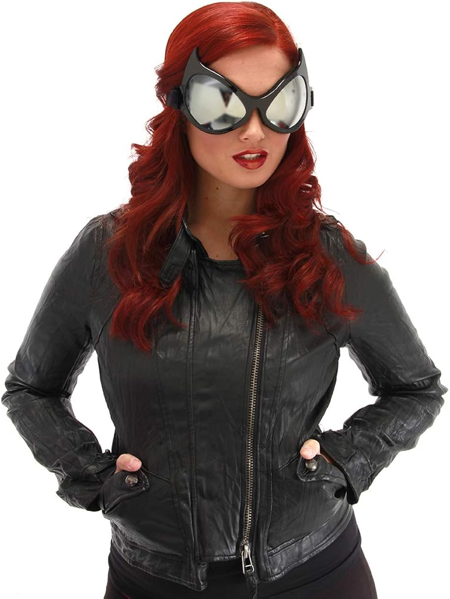 Black Cat Eye Costume Goggle Glasses with Silver Lenses for Men and Women : Clothing, Shoes & Jewelry
