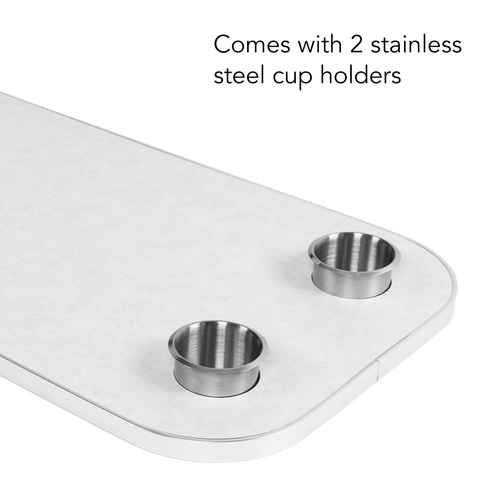 Tbest Blat Stołu na łódkę Zdejmowany Panel Pulpitu z Litego Drewna z 2 Uchwytami na Kubki Wodoodporna Plama do Jachtu RV Marine 800x400mm (WHITE)