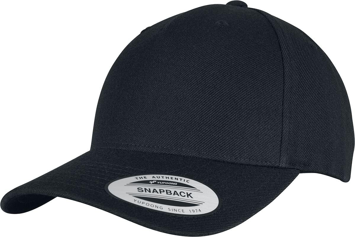 Flexfit Unisex YP Classics 5-Panel Premium Curved Visor Snapback Cap Baseballkappe, Black, one Size