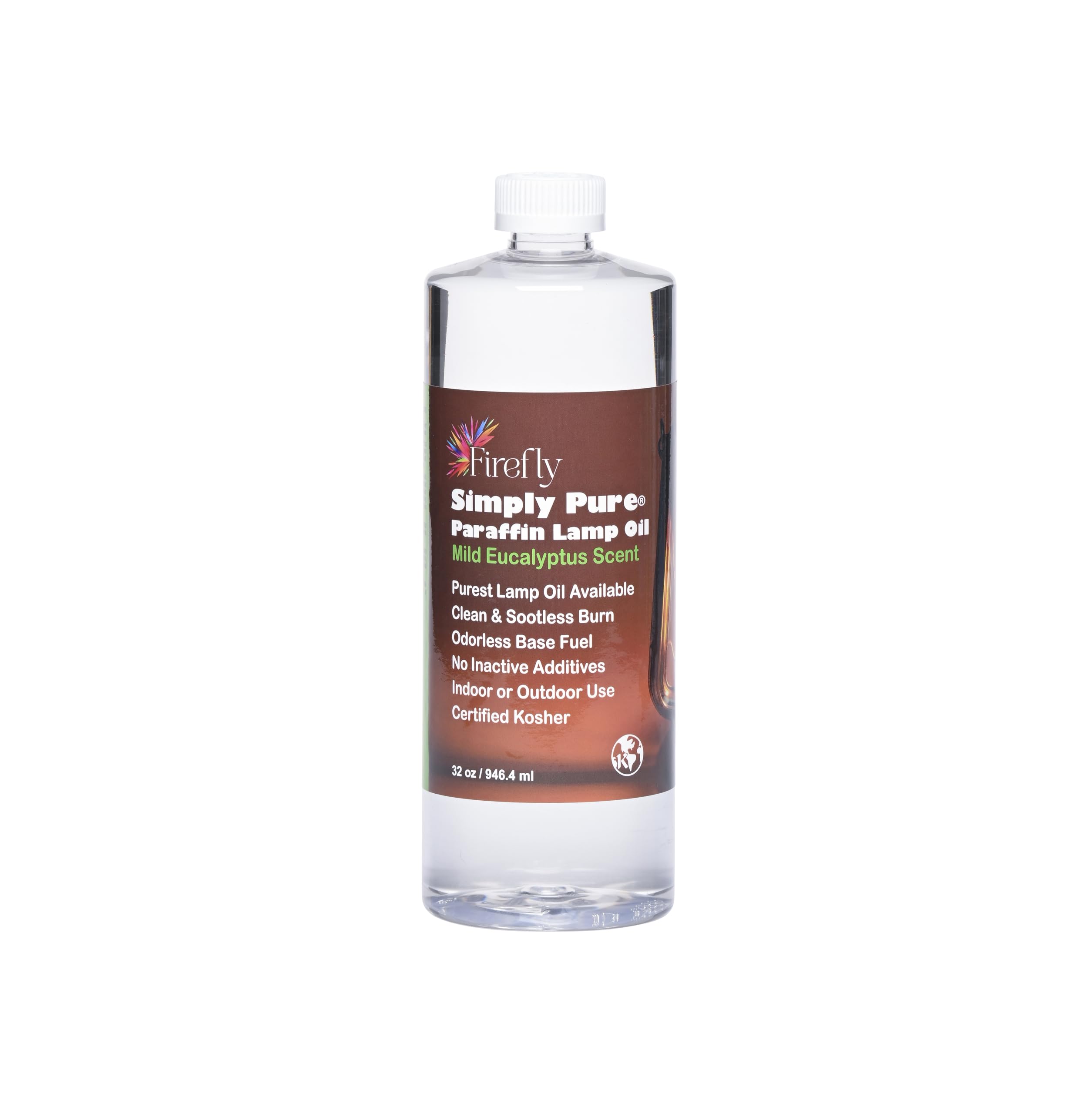 Firefly Fuel Premium Liquid Paraffin Lamp Oil for Indoor Use 32 oz - Indoor Smokeless Odorless Paraffin Oil Fuel for Lamps, Lanterns, Candles, Eucalyptus Scent, Kosher