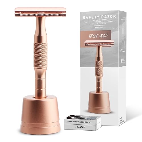 Maquinilla de afeitar de seguridad de doble filo para mujer, maquinilla de afeitar de una sola hoja para mujer, con 10 cuchillas de afeitar