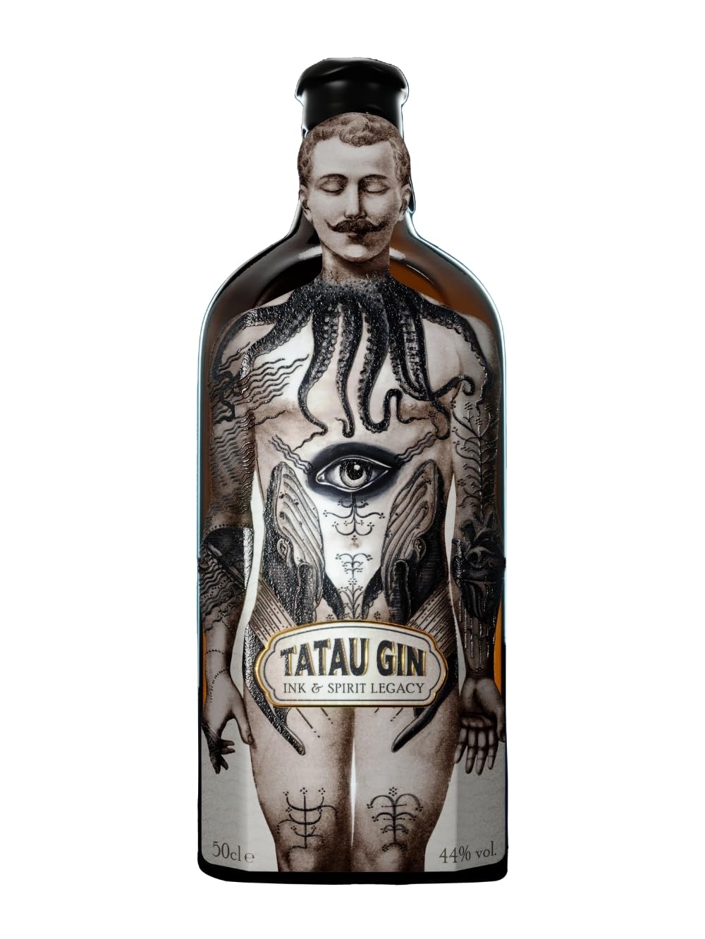 TATAU Gin 50 cl Premiato come Miglior Gin Al MONDO 2025 (Con Nero di Seppia e Alga Spirulina) L’estetica è firmata dall’artista Pietro Sedda - ARTE NEL GIN (Tatau) ARTE SULL’ETICHETTA (Tattoo) -