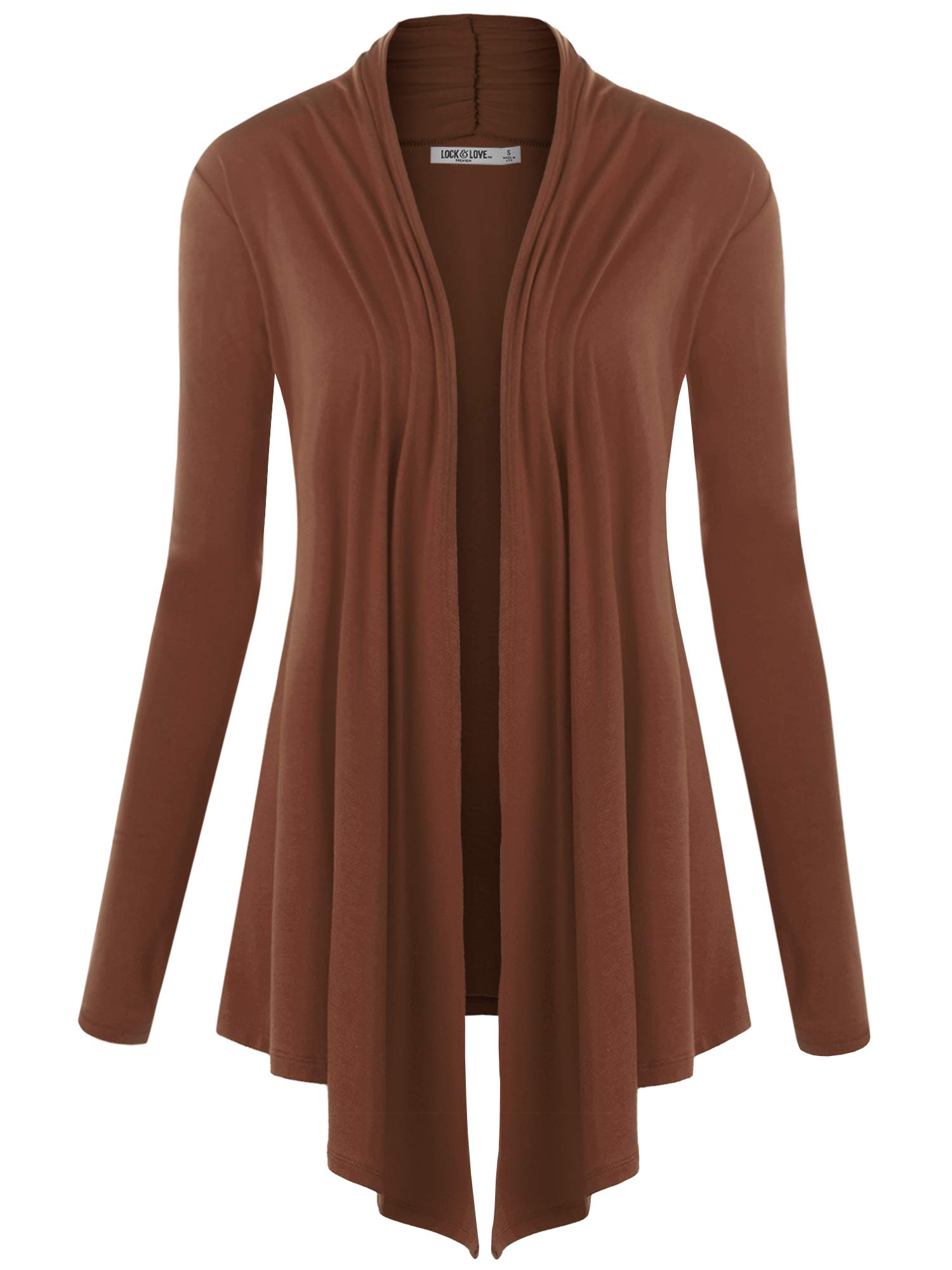 Lock and Love Women's Draped Open Front Cardigan – Lightweight Long Sleeve Asymmetrical Hem Soft Casual Duster Cover Up