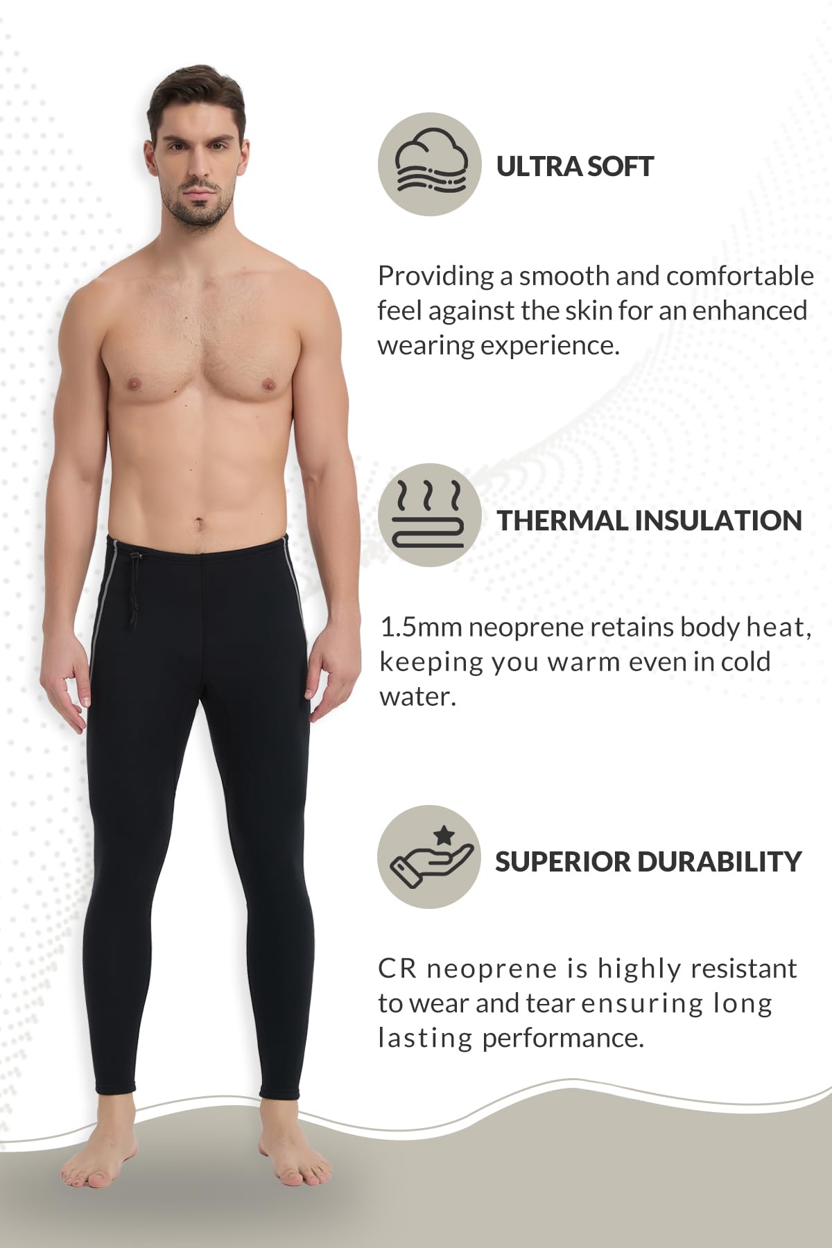 Lemorecn Mute, pantaloni in neoprene da 1,5 mm, per nuoto, canoa