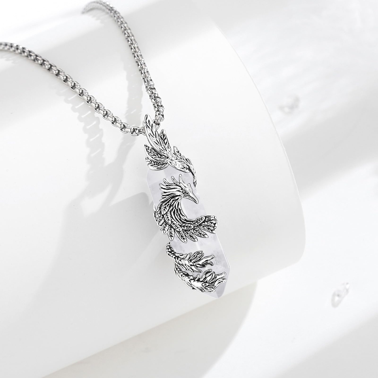INFUSEU Collar Con Colgante Gato Cristal, Collar De Cristales Esféricos Joyería Animales Curativos De Gato Regalo De Cristal Gótico para Mujeres Niñas