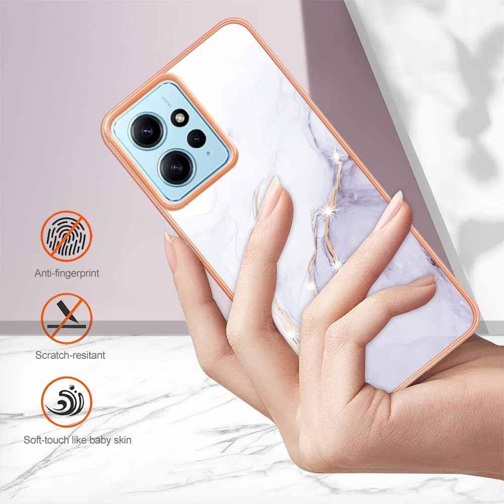 Custodia Sottile Elegante Dedux Custodia Per Oppo A98 5G Cover, Custodia Gold Glitter Marmo Design Silicone Gomma TPU Ultra Flessibile Sottile Molle Case Cover (Viola Chiaro Case Sottile Antimpronte
