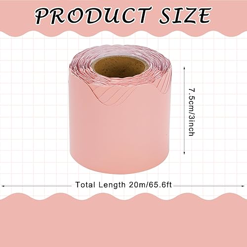 Miniatura 2 de Whaline Rollo de 65.6 pies para tablón de anuncios color rosa Morandi con bordes festoneados troquelados, color liso, para escuela, aula, fiesta,