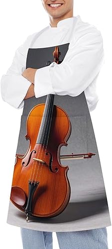Miniatura 4 de Kit personalizado de modelo de violonchelo para adultos, delantales de cocina para mujer y hombre, delantal ajustable con bolsillo para hornear,