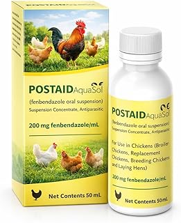 Chicken Dewormer for Poultry & More, Fenbendazole Broad Spectrum All-Worm Formula – Suitable for Tapeworms, Roundworms & Hookworms – Safe for Laying Hens, 50 mL