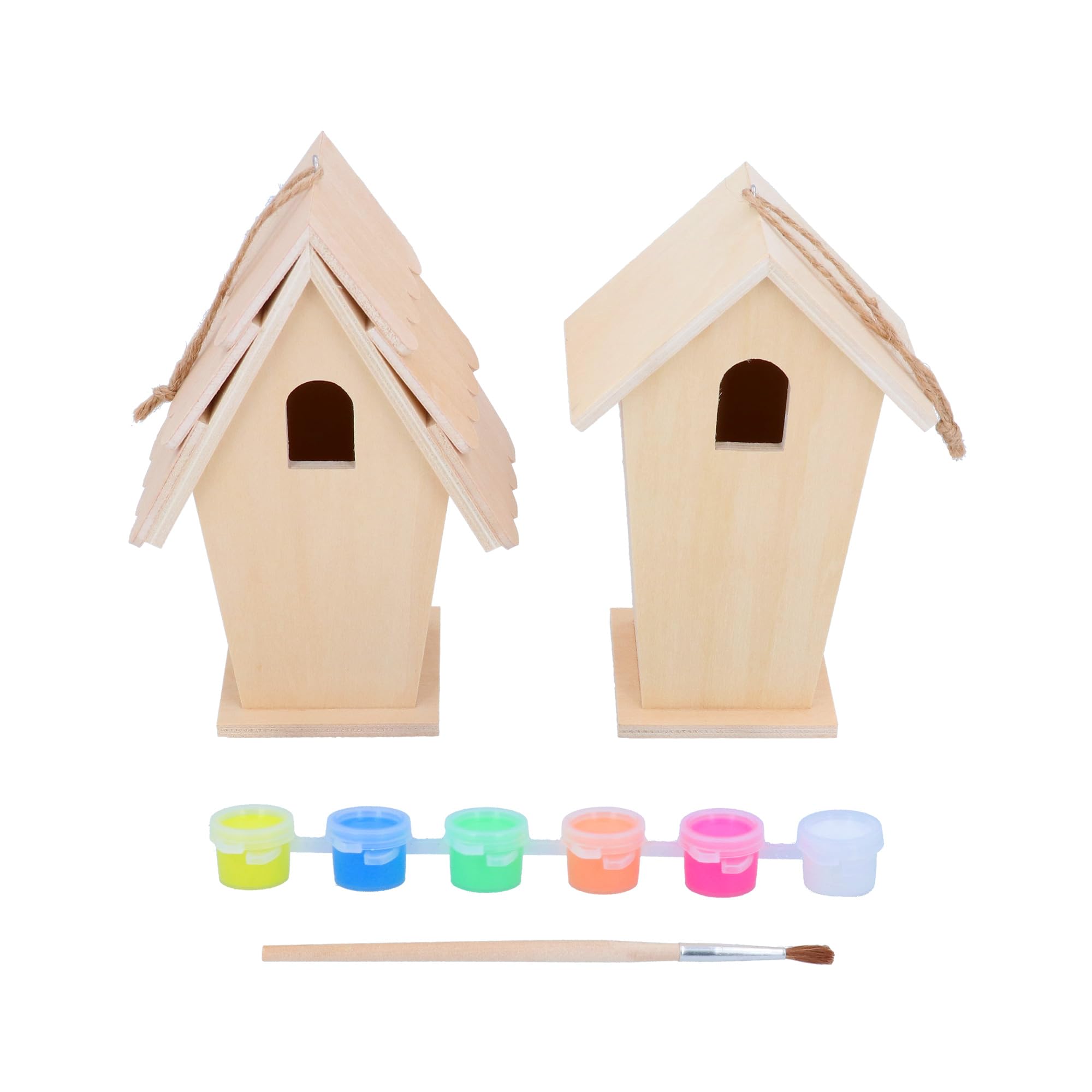 Gisela Graham Paint Your Own Wooden Birdhouse Children's Craft Kit, Set of 2